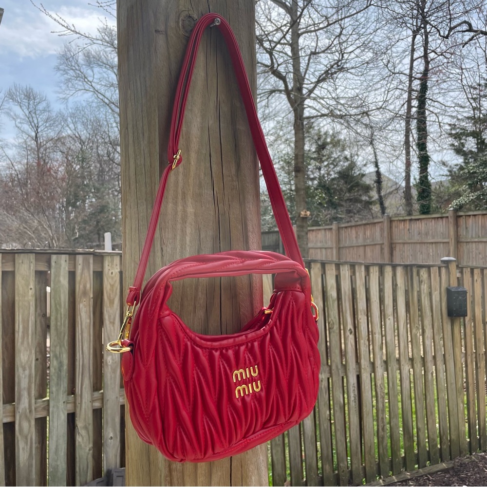 Miu Miu Mini Quilted Shoulder Red Bag